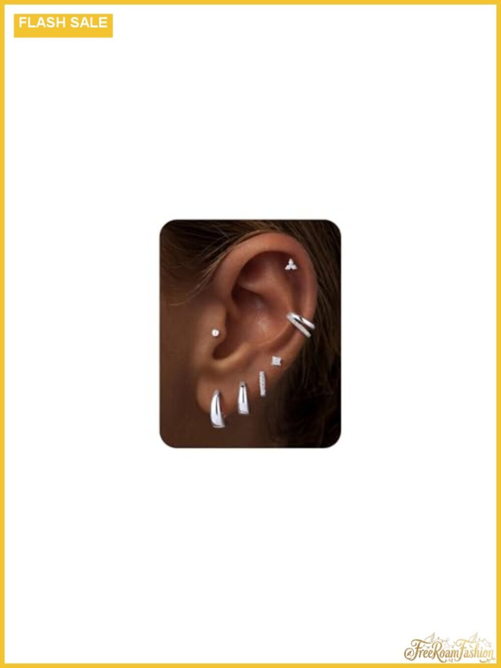 7 Pair Gold Plated Hypoallergenic Earring Set for Women Hoop Stud Cuff